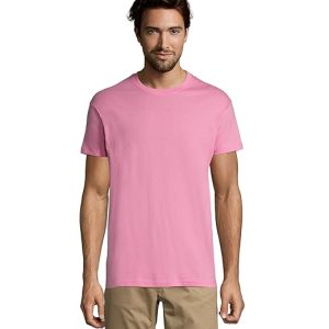 Camiseta Hombre Manga Corta | Pack 5 | Algodón | Cuello Redondo (Rosa, XXL)