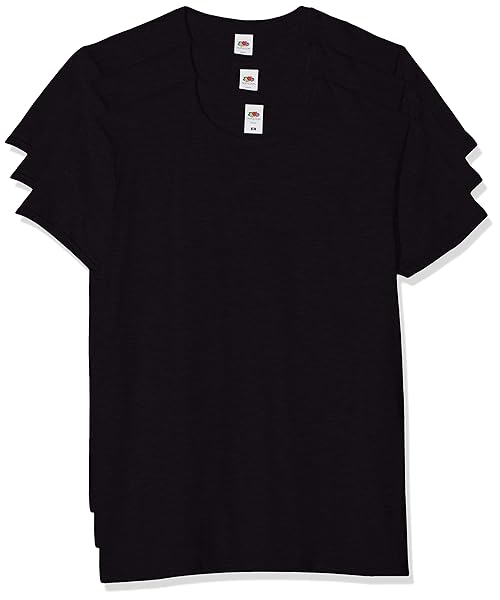 Fruit of the Loom Iconic, Lightweight Ringspun tee, 3 Pack Camiseta, Negro (Black 36), Large (Size:L) (Pack de 3) para Hombre