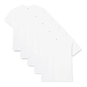 Fruit of the Loom Super Premium Short Sleeve Camiseta, Blanco, M (Pack de 5) para Hombre