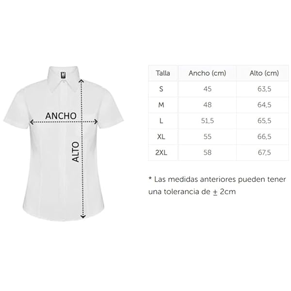 ROLY Camisa Laboral Sofia 5061 Mujer Manga Corta Blanco 01 S