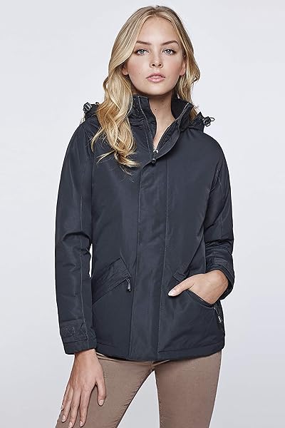 Roly - Abrigo impermeable para mujer (ligero, para otoño e invierno, con capucha desmontable para caminar al aire libre) Gris gris L