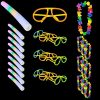 Traineando Pack Fiesta gafas neón, palos LED de espuma luminosos y collar – palos luminosos para fiestas, hora loca boda, cumpleaños, despedidas, cotillón divertido, bengalas cumpleaños. (100)