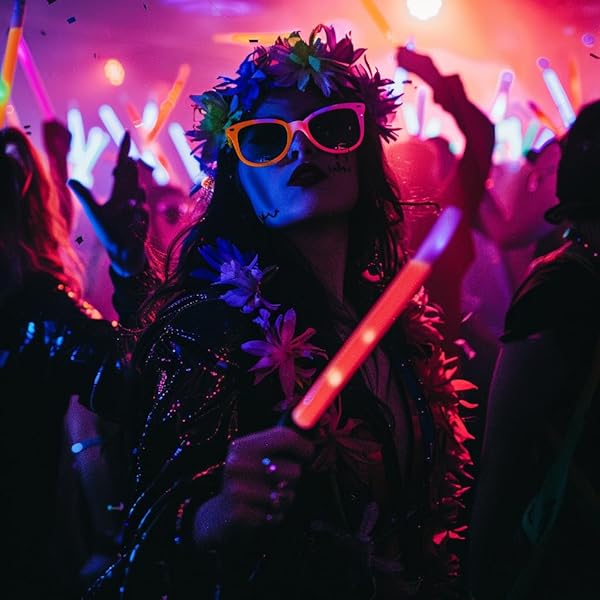 Traineando Pack Fiesta gafas neón, palos LED de espuma luminosos y collar – palos luminosos para fiestas, hora loca boda, cumpleaños, despedidas, cotillón divertido, bengalas cumpleaños. (10)